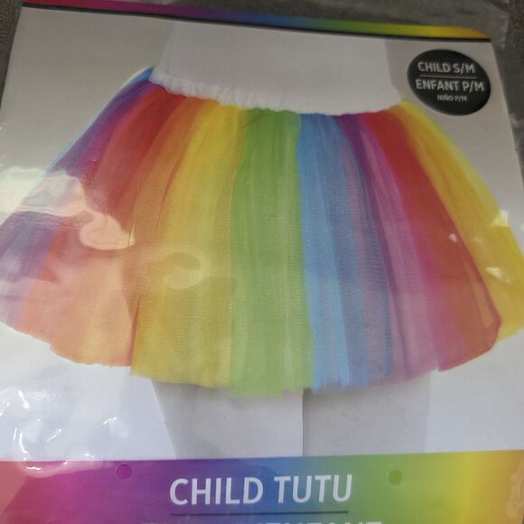 Rainbow Tutu Skirt Suit Yourself S/M Dress Halloween Child Costume And Tights - Picture 2 of 5